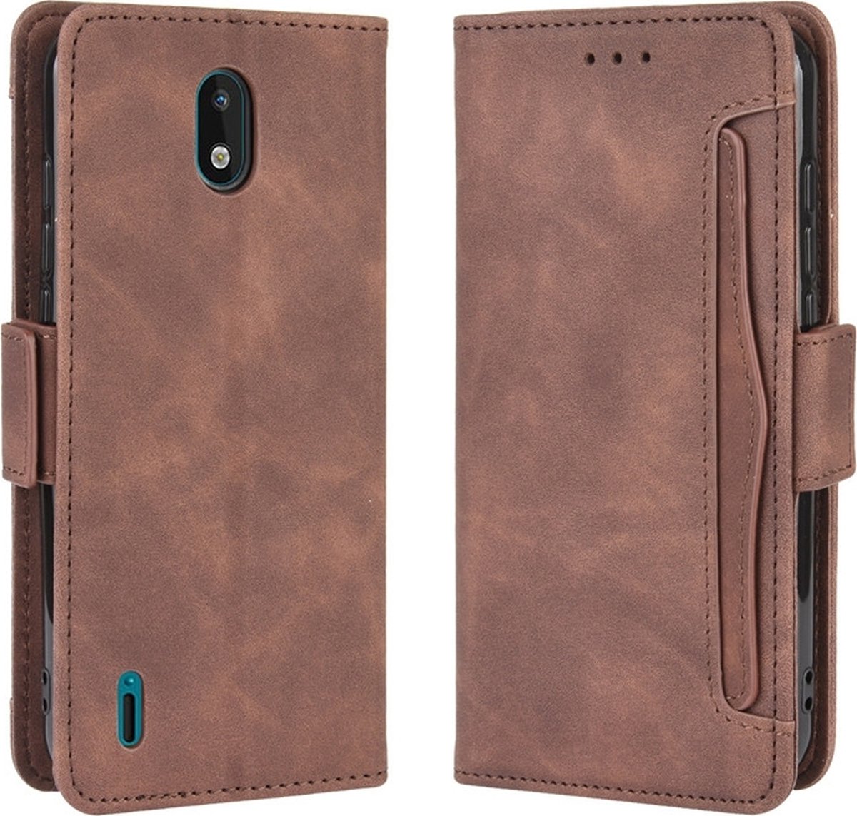 Mobigear Telefoonhoesje geschikt voor Nokia 1.3 Hoesje | Mobigear Slide Wallet Bookcase Portemonnee | Pasjeshouder voor 5 Pasjes | Telefoonhoesje voor Pinpas / OV Kaart / Rijbewijs - Bruin