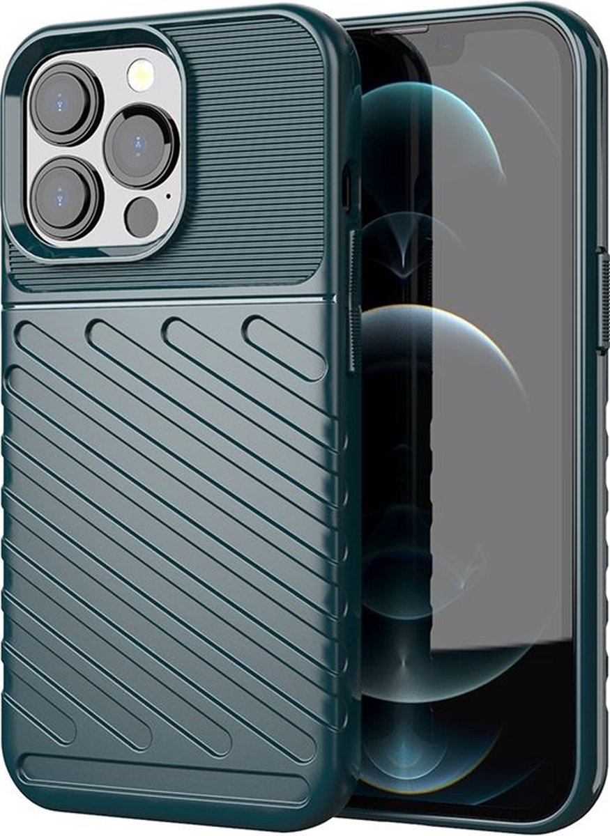 Mobigear Hoesje geschikt voor Apple iPhone 13 Pro Max Telefoonhoesje Flexibel TPU | Mobigear Groove Backcover | iPhone 13 Pro Max Case | Back Cover - Groen