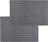 Set van 4x stuks placemats grafische print zwart - texaline - 45 x 30 cm - Onderleggers