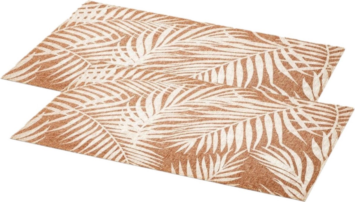 Set van 8x stuks rechthoekige placemats Palm wit - linnen mix - 45 x 30 cm - Onderleggers