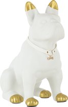 J-Line decoratie Hond - keramiek - wit/goud - large