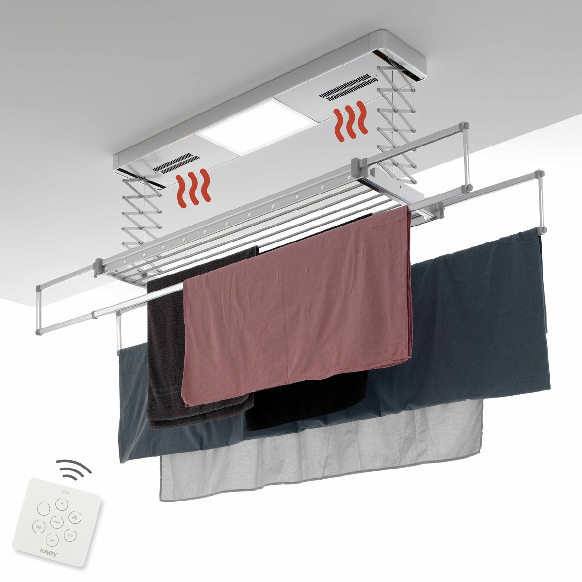 Foxydry 122 cm PRO electrisch plafonddroogrek met verwarming - 122 X 53 X 25 cm