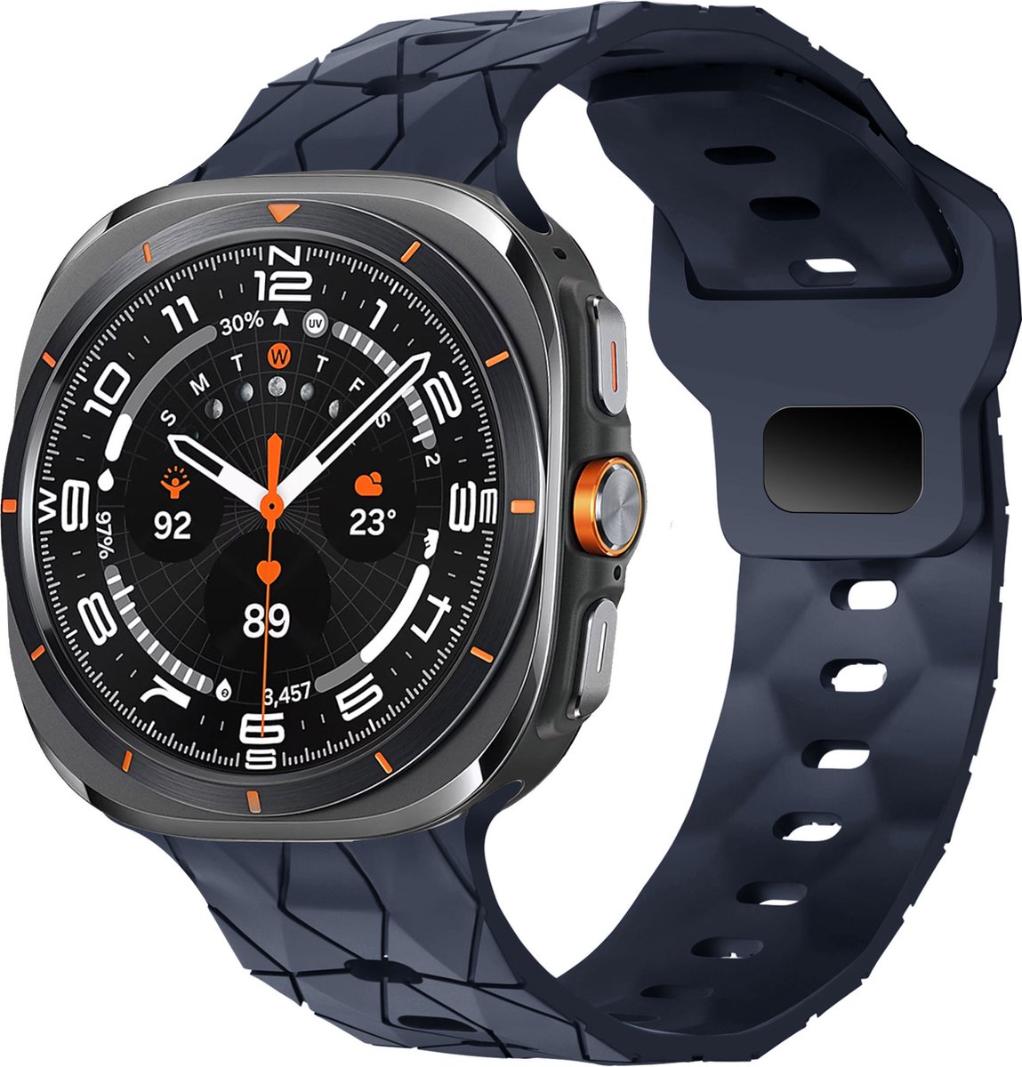 Bandz Siliconen band 'Hexagons' met gespsluiting - geschikt voor de Samsung Galaxy Watch Ultra / Ultra 2025 (donkerblauw)