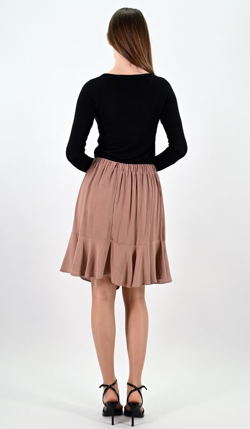 YesMooi - Bruine Mini Rok met Volants - S (36)