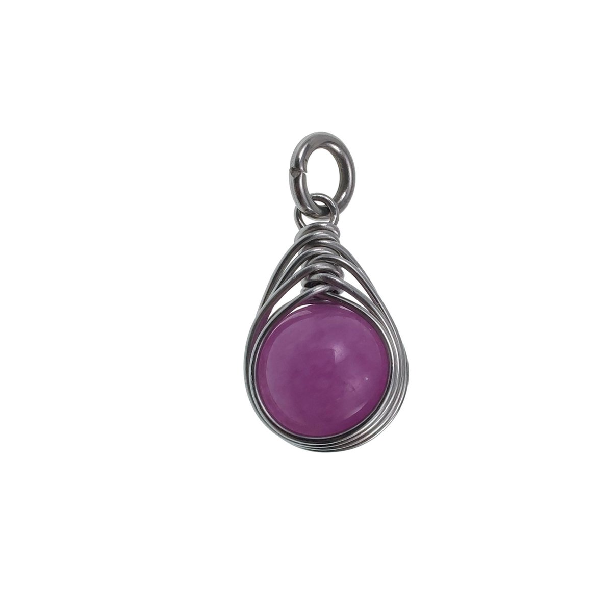 28mm x 12mm Paarse Chalcedoon-Jade Steen Hanger Dames - RVS - Handgemaakt Visgraattechniek Natuursteen Hanger