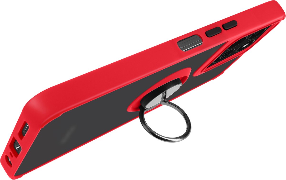 Avizar Hoesje Geschikt voor Honor 200 Smart metalen ring videohouder, Rood
