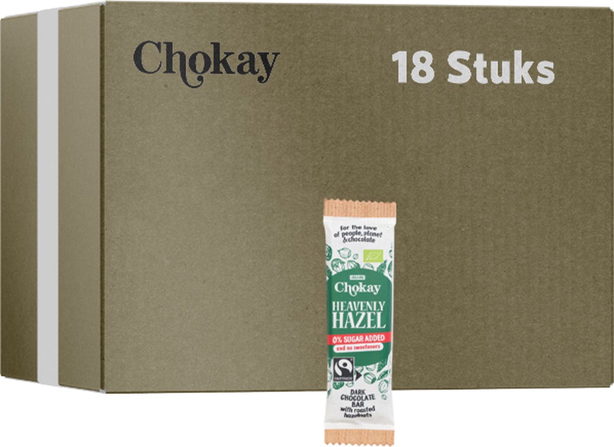 Goedkoopste Chokay | Dark Chocolate Bar | Heavenly Hazel | 18 stuks | 18 x 30 gram