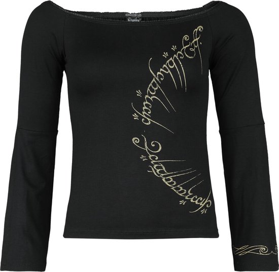 T-shirt à manches longues avec inscription « Le Seigneur des Anneaux » noir, taille S, pour femme