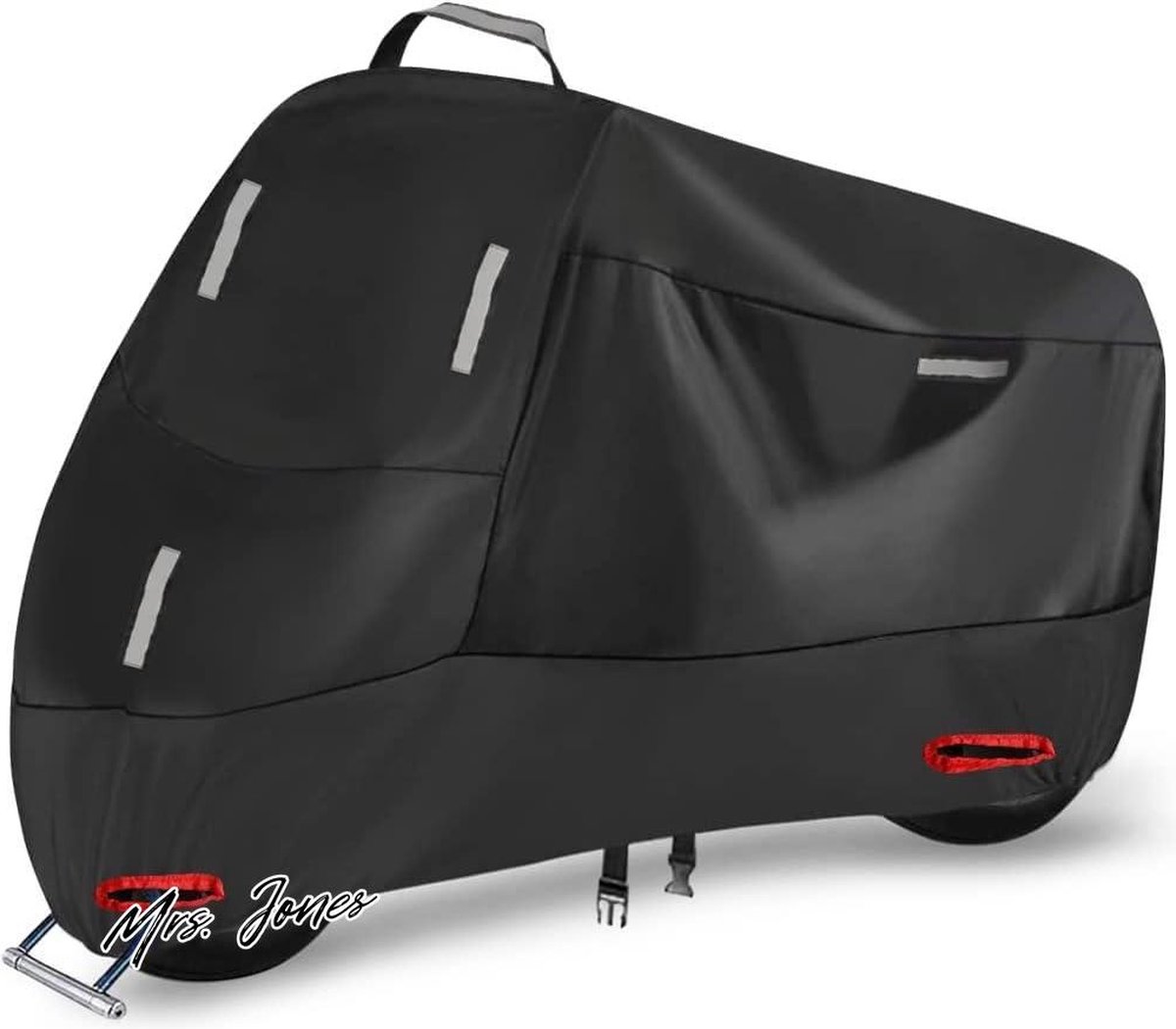 Mrs. Jones Waterdichte Motorhoes Buiten Motorfietshoezen Regen UV Stofbescherming met 5 Reflecterende Strips en 2 Slotgaten 1 Handgreep en 1 Opbergtas voor Motor Scooter Bromfiets (2XL: 245x95x125 cm) - Topkwaliteit - Extra Groot .