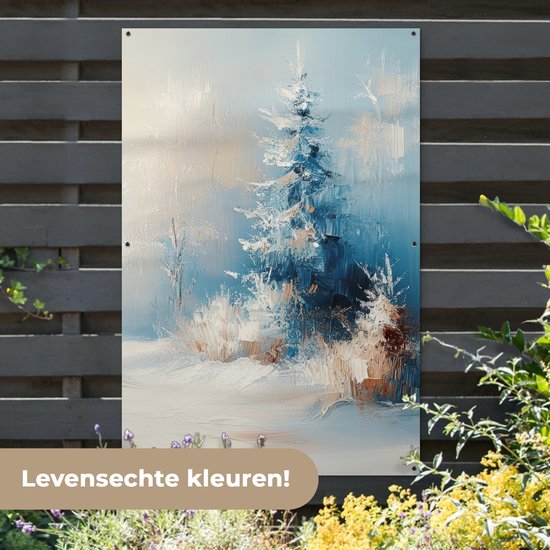 Affiche de jardin 120x180 cm - Décoration de jardin Forêt - Hiver - Nature - Abstrait - Neige - Affiche pour le jardin - Décoration extérieure - Tableau de jardin clôture - Décoration murale sur toile de jardin - Décoration murale sur toile de balcon