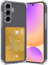 Hoesje Geschikt voor Samsung S24 FE Hoesje Pasjeshouder Shockproof Pas Houder - Hoesje Geschikt voor Samsung Galaxy S24 FE Hoes Met Kaarthouder - Transparant