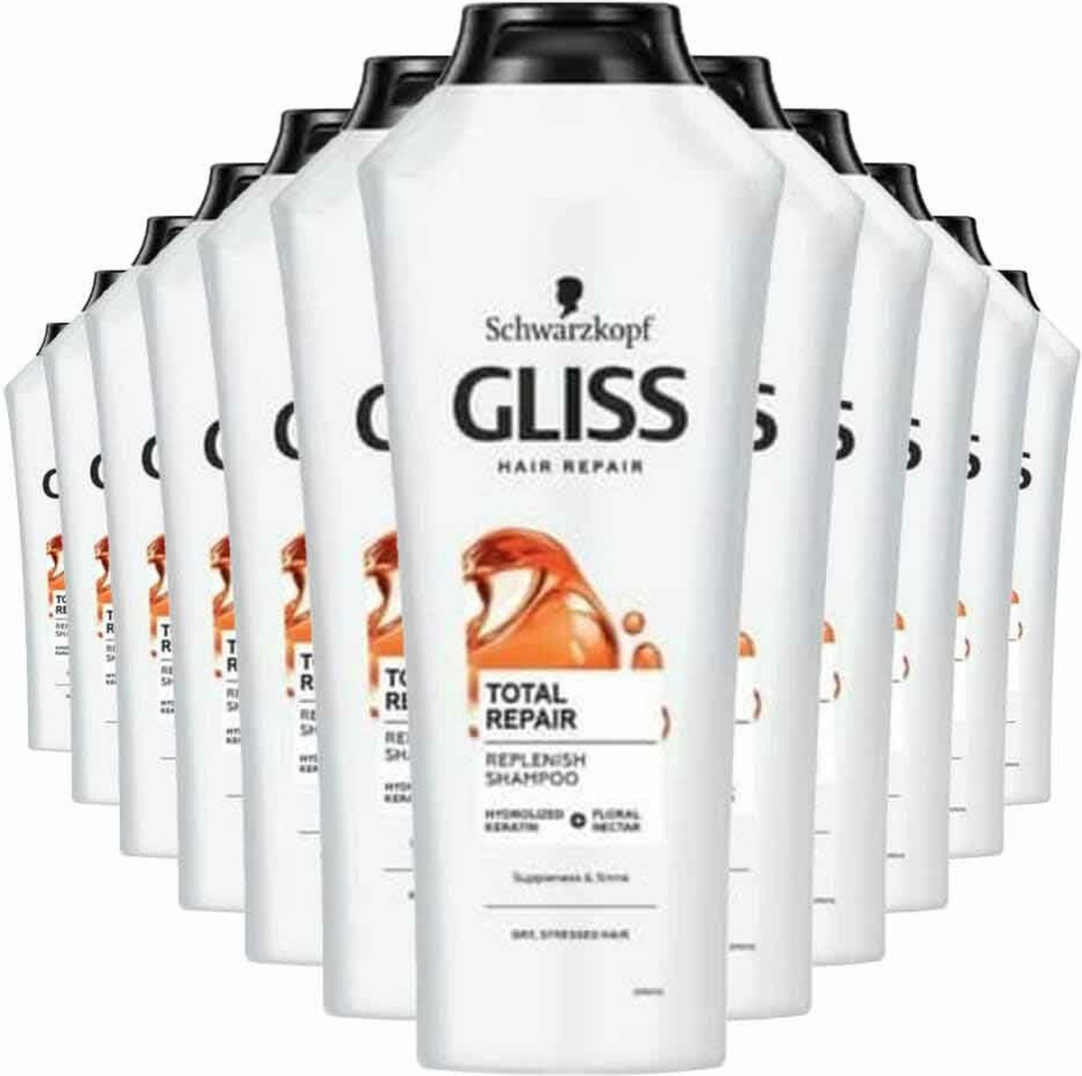Gliss Shampoo Total Repair - 12 x 400 ml - Voordeelverpakking