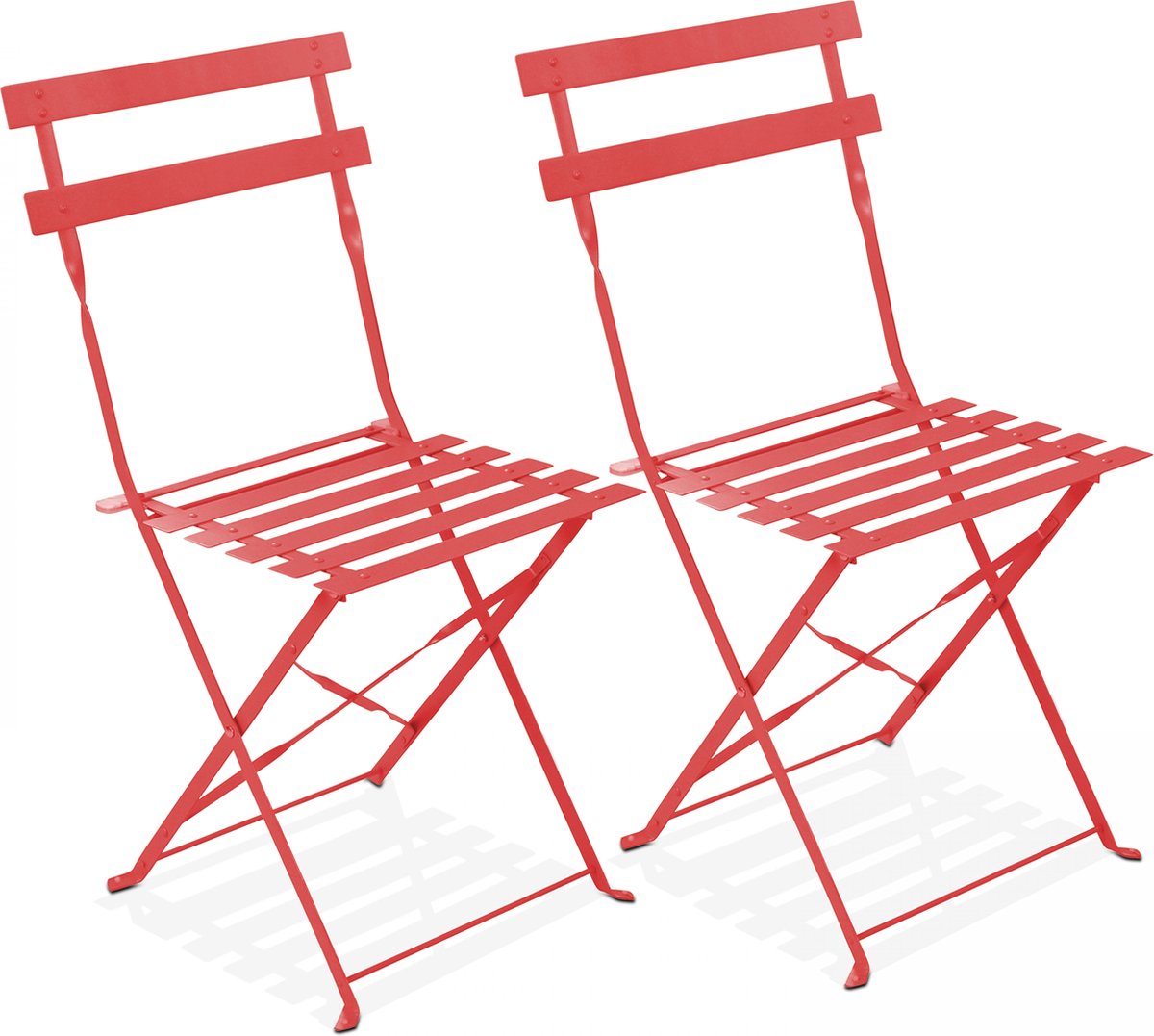 Oviala - Set van 2 opvouwbare stalen stoelen in rood - Rome