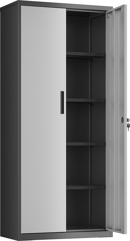 KOMFOTTEU Keukenkast met 5/6 niveaus, dressoir met 4 haken en 10 pluggen, buffetkast met werkblad en kasten, keukenbuffet met 4 universele wielen (80 x 40 x 178 cm, wit