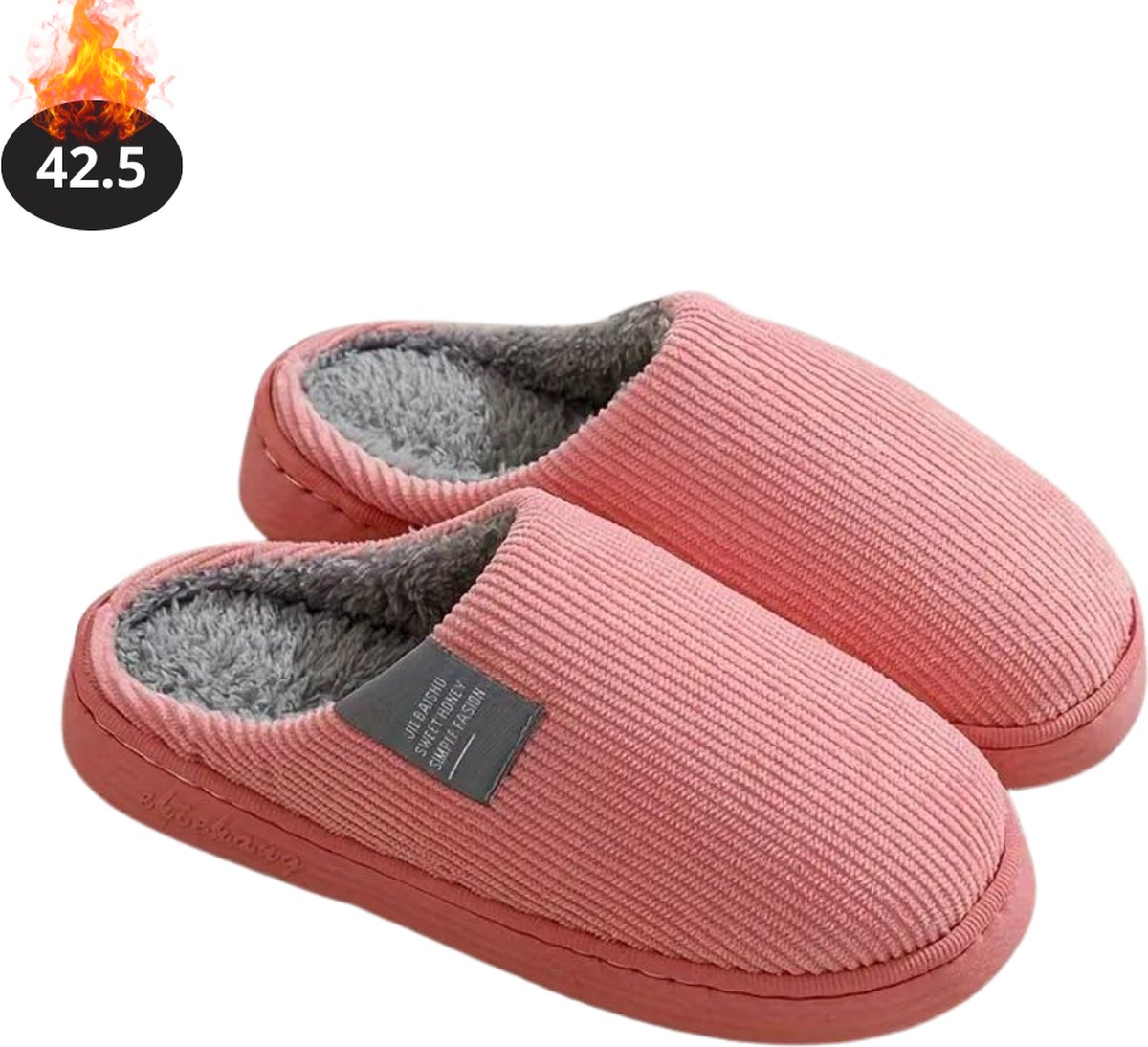 Livano Warme Pantoffels - Sloffen - Slippers - Dames - Heren - Pluche - Maat 42.5 - Roze