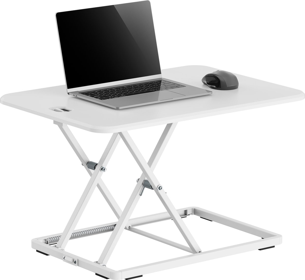 Worktrainer - Ultra Slim Mini Desk - Hoogte 4,5 - 40,5 cm - Breedte 47 x 67 cm - Bureauverhoger - Wit - Gasveer Bediening
