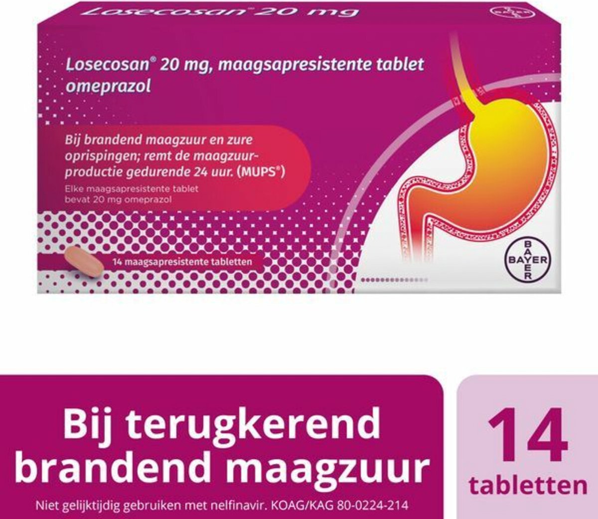 Goedkoopste Losecosan Bij Brandend Maagzuur 20 mg - 2 x 14 tabletten