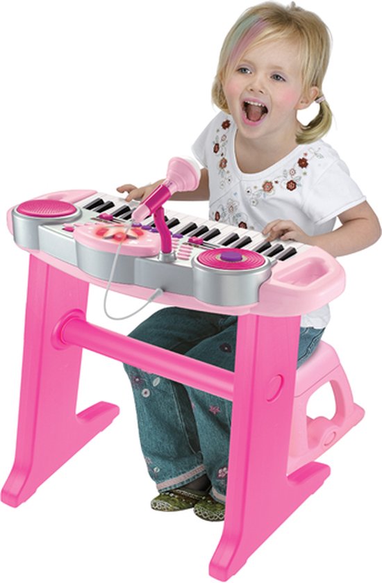 WINFUN Keyboard Rock Star Set (ROZE) met 37 toetsen, knipperende