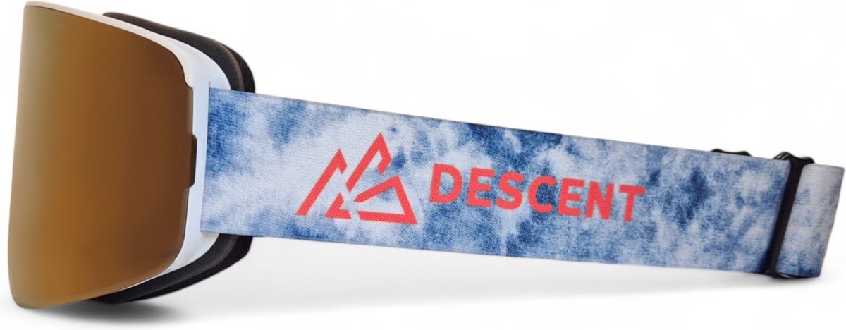 DESCENT Goggle - Skibril - The Cloud - Denim - Gold - Skibril met magnetisch verwisselbare lens, hard case & extra lens