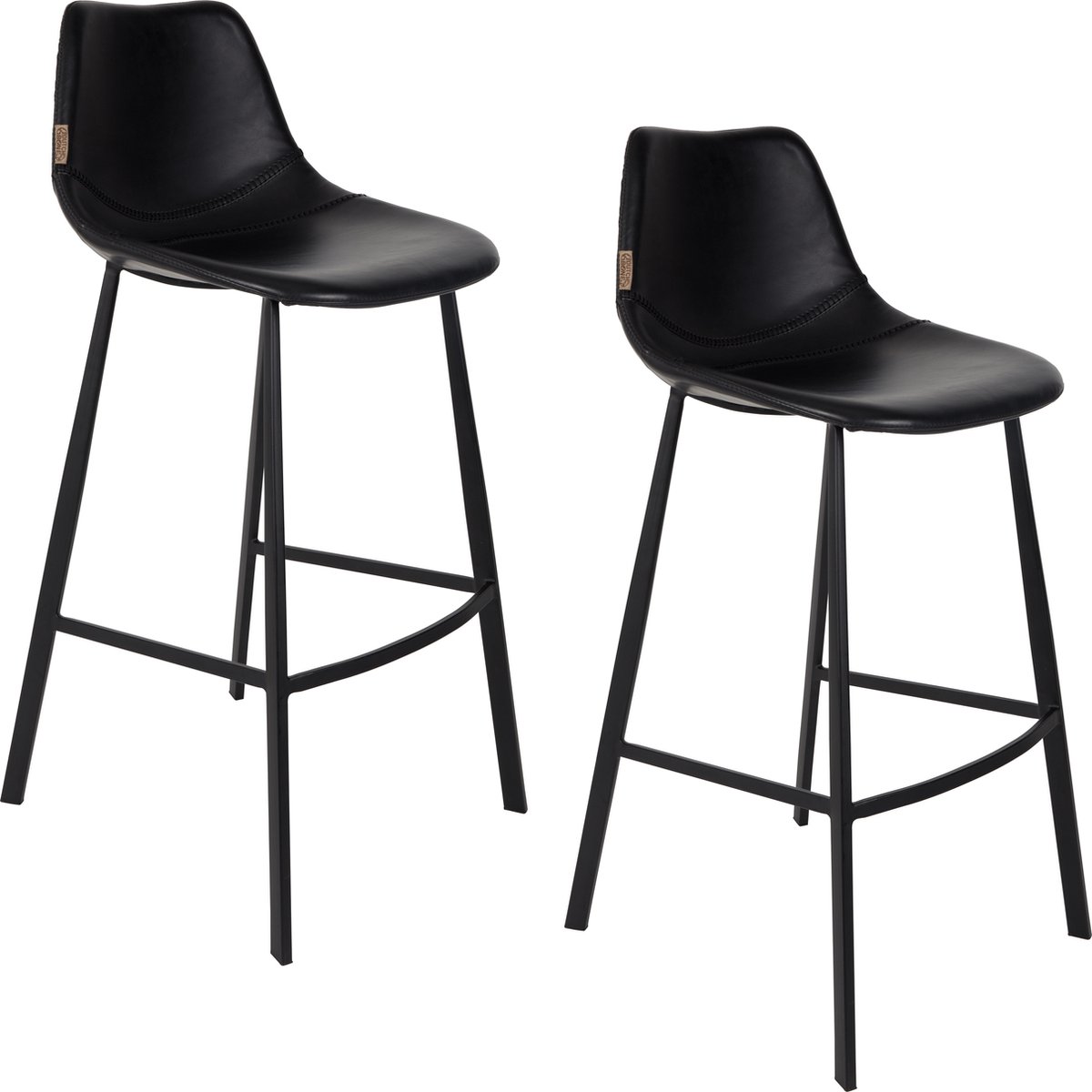 Dutchbone Franky Barkrukken rugleuning 80 cm Zwart - Set van 2