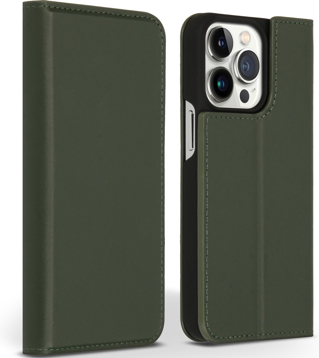 Accezz Premium Leather Slim Book Case iPhone 13 Pro hoesje - Groen