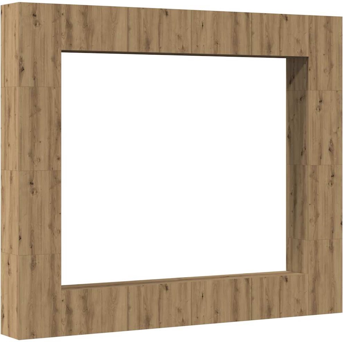 vidaXL - 8-delig - Tv-meubelset - wandmontage - bewerkt - hout - artisanaal - eiken