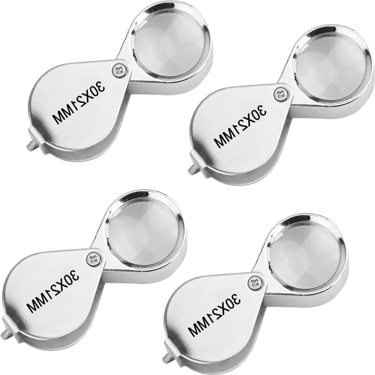 Juweliervergrootglas 30 stuks 4 stuks - Opvouwbaar Klein Vergrootglas - Edelstenen Diamanten Planten - Directe -inhoud .