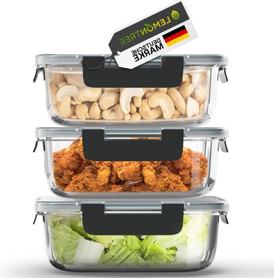 thumbnail: Grizzly Luchtdichte Voedselcontainers Set - 8x Meal Prep Bakjes, Magnetron- En Vriezerbestendig, Stapelbaar
