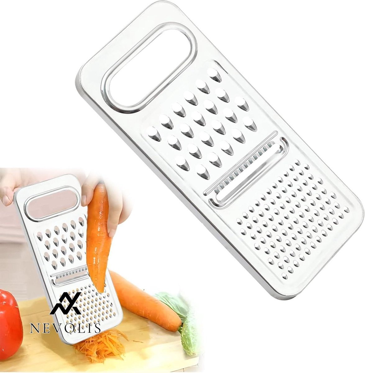 Nevolis Stainless Steel Multifunctional Kitchen Grater - Creative Vegetable Grater for Household Cafeteria .
