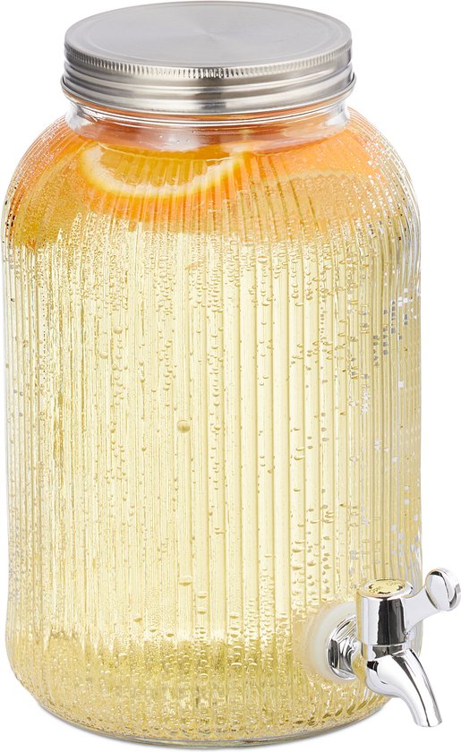 Distributeur Boisson 2,8L Vintage - Fontaine à Jus Avec Robinet Et Couvercle Transparent