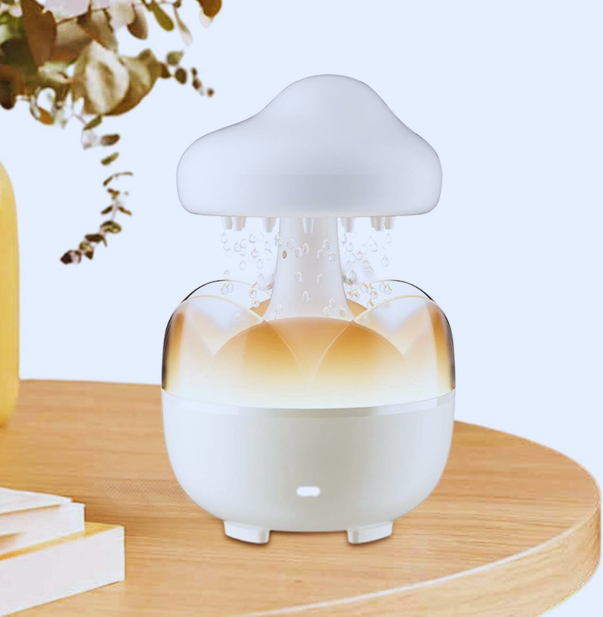 Goedkoopste Creatieve Regenluchtbevochtiger | Paddenstoel & Wolk Design Met 7 Kleuren LED En Regengeluid | Bedlampje Met Afstandsbediening Voor Slaapkamer