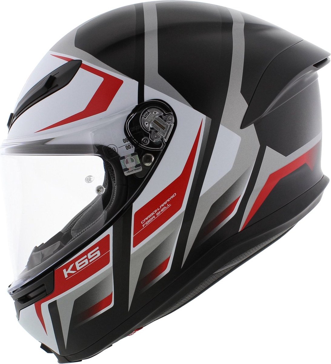 AGV K6 S Karve Mat Zwart Rood Wit Integraalhelm - Maat M - Helm – foto 5
