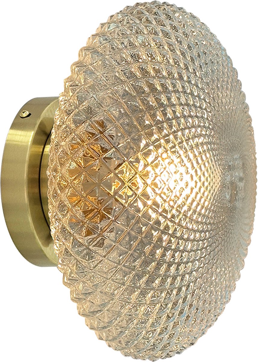 Olucia - VALESCA - Wandlamp - Messing / Transparant - Vorm: Rond