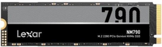Lexar NM790 interne SSD. Lexar logo en '790' in grote letters. M.2 2280 PCIe Gen4x4 NVMe SSD.