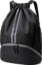 Lot De 2 Sacs De Sport Noirs - 34 X 42 Cm - Polyester 210D Imperméable - Cordon De Serrage - Pour Gym, école, Voyage