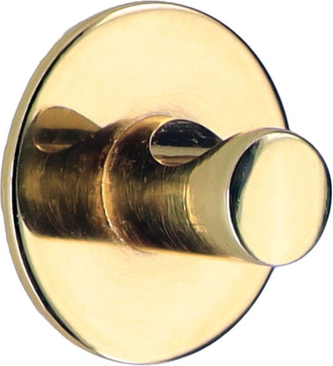 Tendance Plakhaakje rond - 1x stuks - Diameter 4 cm - Zelfklevende ophang haakjes - zink - goud - keuken/badkamer haken