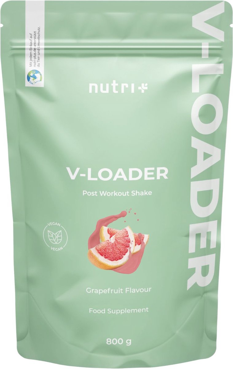 Goedkoopste Nutri V-Loader Post Workout Shake- Grapefruit Smaak - Hersteldrank voor spiergroei en regeneratie - met erwteneiwit, glutamine, creatine, vitaminen en mineralen - 800 g