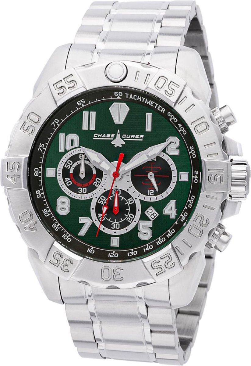 Chase Durer Elite Forces CDW-0083 Heren Horloge - Waterdicht - Analoog - Quartz Uurwerk - Roestvrij Staal met groene Wijzerplaat - 50mm