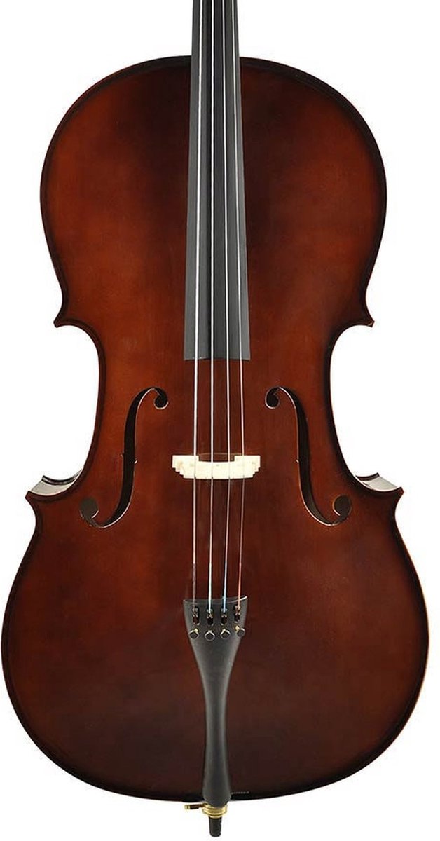 Leonardo LC-2044 cello set 4/4, geheel massief, nitro, ebben toebehoren, inclusief tas en strijkstok
