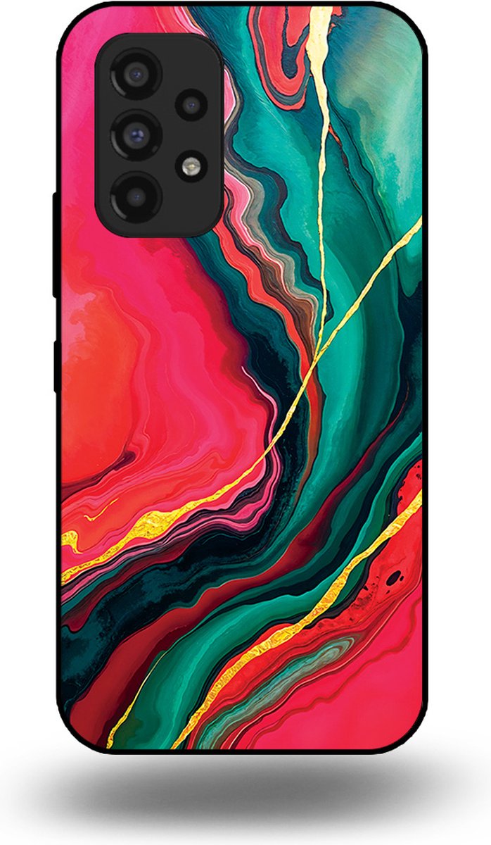 Smartphonica Telefoonhoesje Geschikt voor Samsung Galaxy A53 5G met Rood Groen Marmer Opdruk - TPU Backcover Case Red Green Marble Design geschikt voor Samsung Galaxy A53 5G
