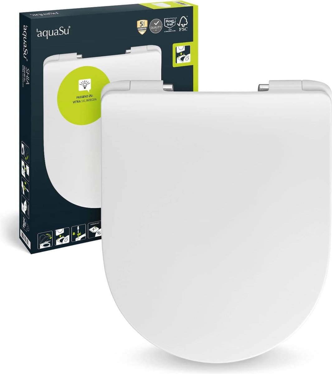Witte D-vormige Softclose Toiletbril voor VitrA Toiletten | Duroplast | Afneembaar & Hygiënisch | Top-Fix Montage