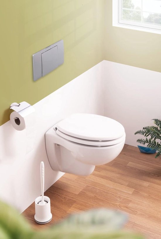 MSV Design wc-bril softclose, Fast Fix/snelle bevestiging, bevestiging met druk op de knop, toiletbril wc-deksel wc-bril World wit