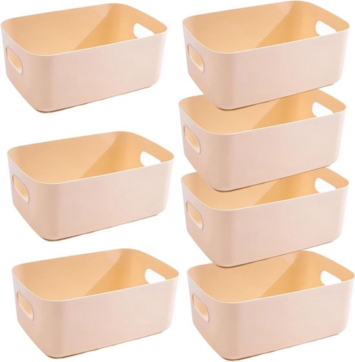 Opbergmand Kunststof Doos Organizer box voor Badkamer-Keuken - Beige 30×20×12 cm