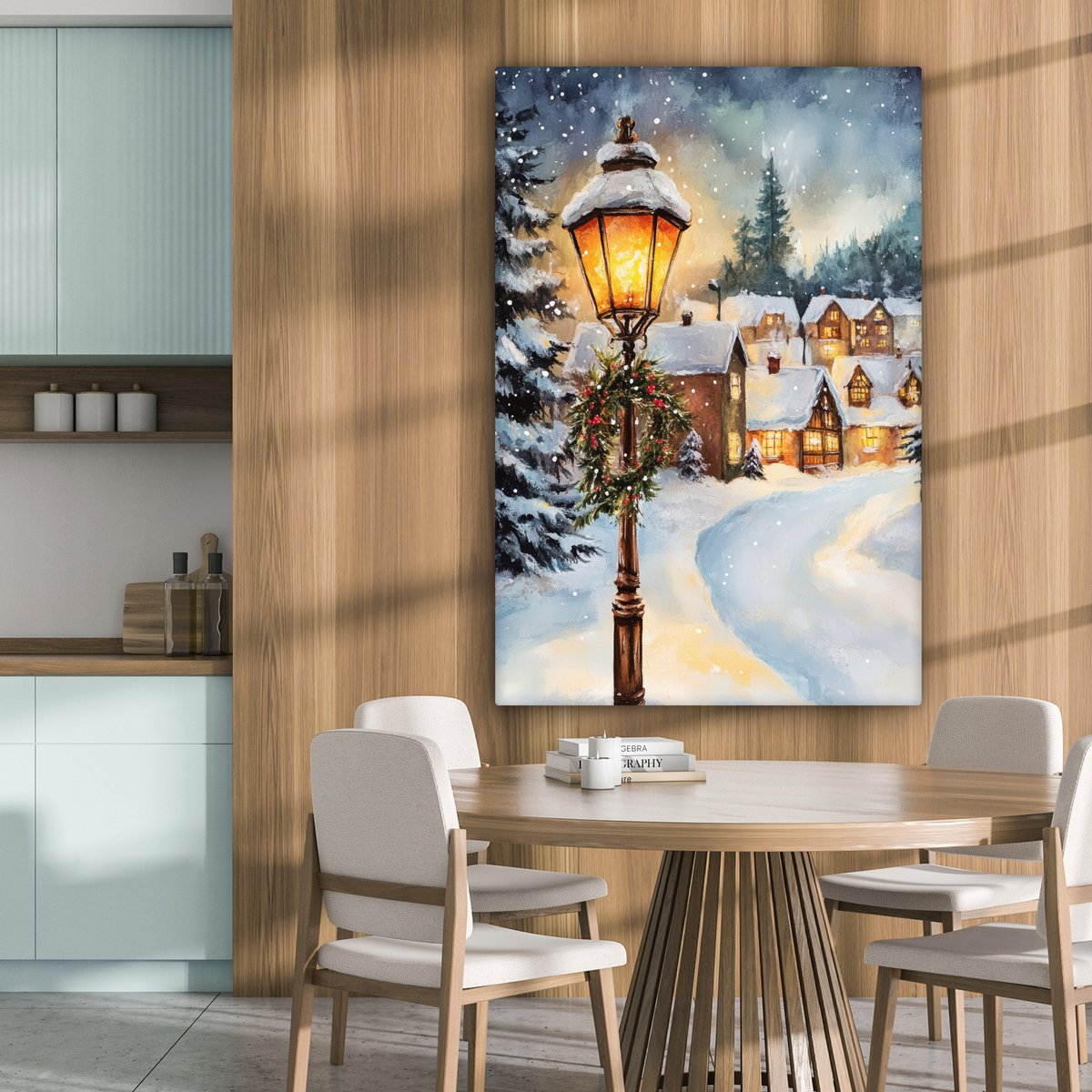 Canvas schilderij 80x120 cm - Wanddecoratie Kerstdorp - Huizen - Sneeuw - Kerst - Muurdecoratie woonkamer - Slaapkamer decoratie - Kamer accessoires - Schilderijen op canvas - Kerstdecoratie voor binnen - Kerstversiering - Kerstmis versiering – foto 6