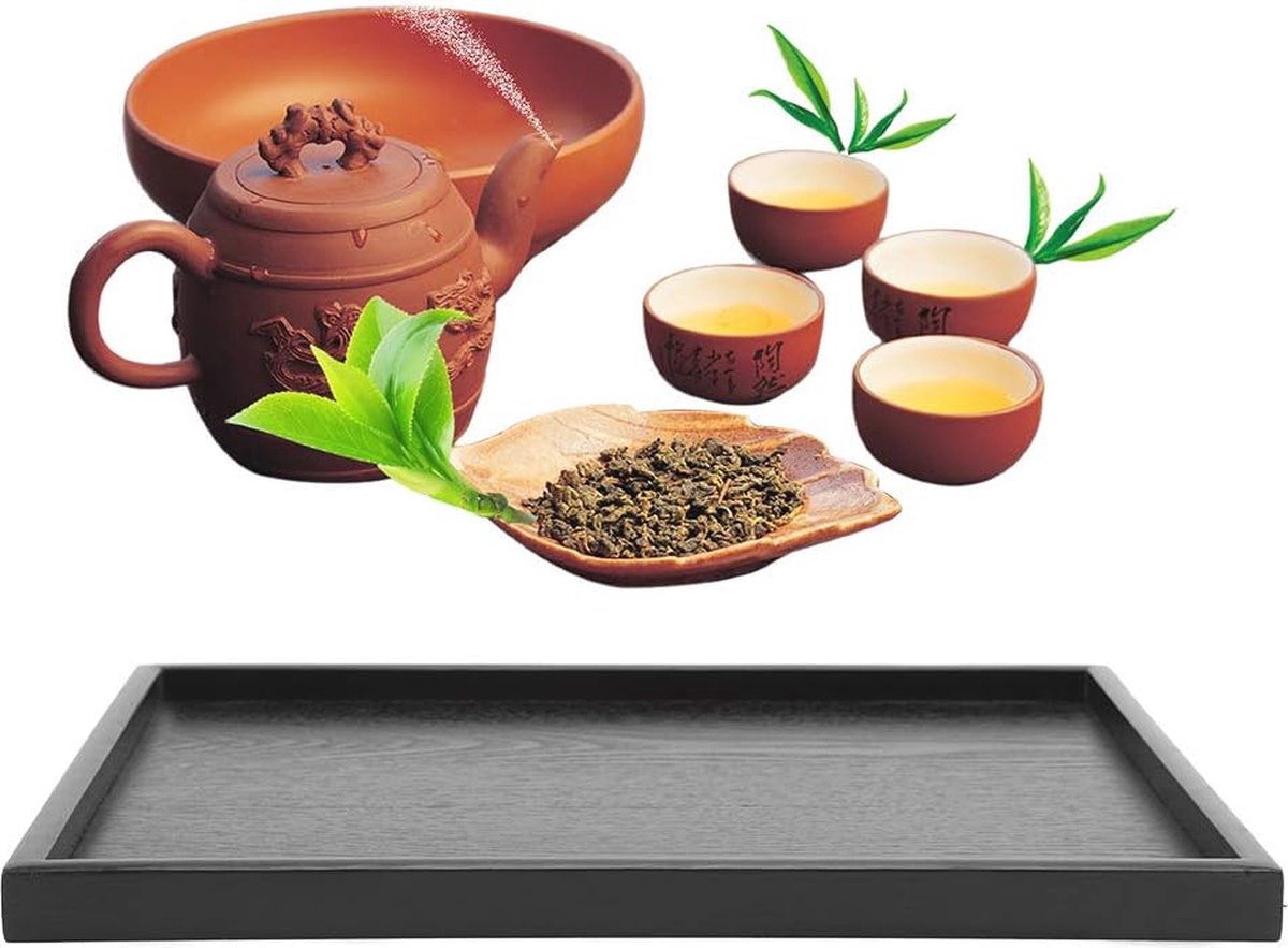 Massief houten rechthoekig dienblad voor thee, koffie en snacks - 36 x 27 cm