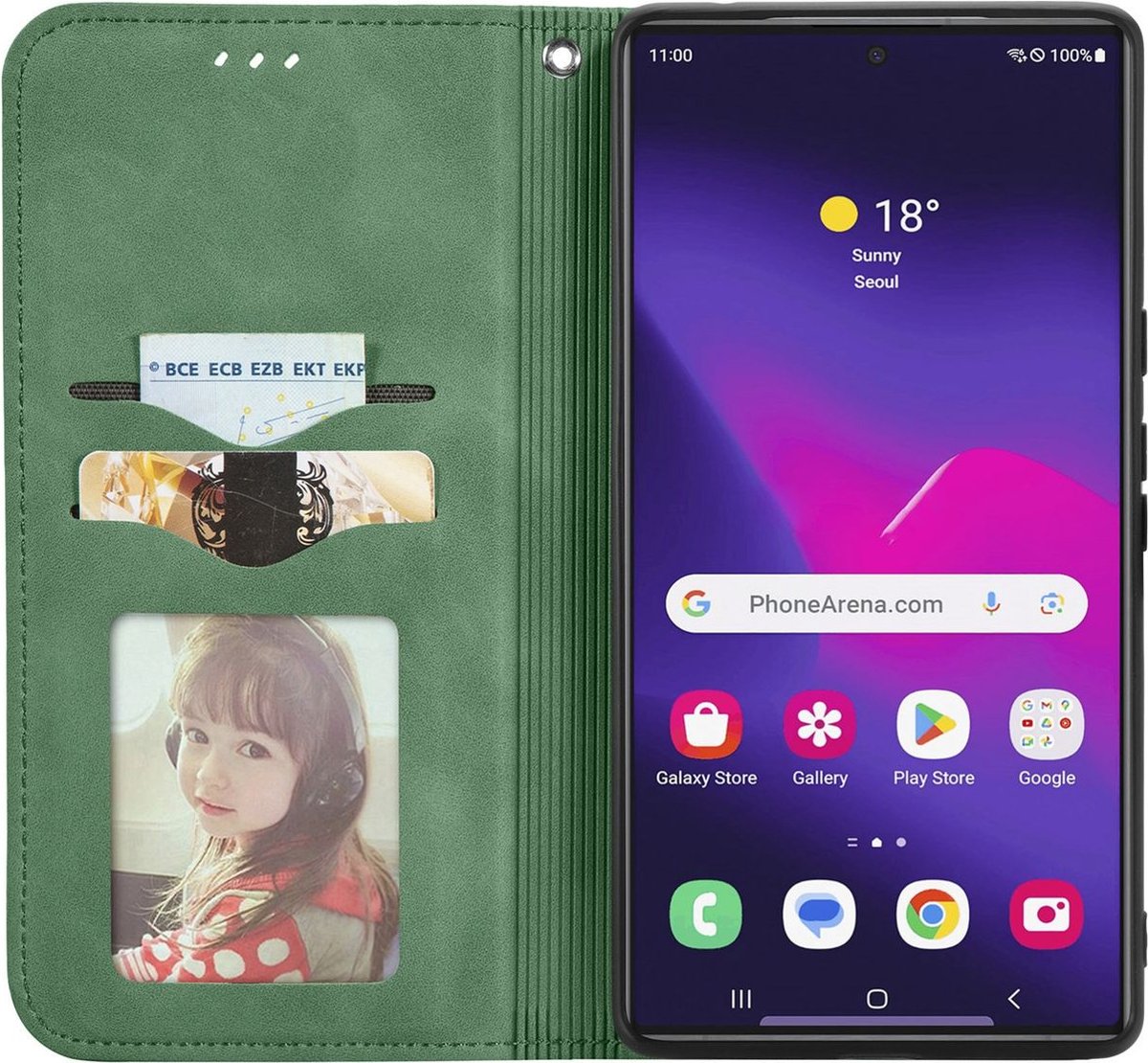Mobigear Telefoonhoesje geschikt voor Samsung Galaxy S25 Ultra Hoesje | Mobigear Retro Slim Bookcase Portemonnee | Pasjeshouder voor 2 Pasjes | Telefoonhoesje voor Pinpas / OV Kaart / Rijbewijs - Groen