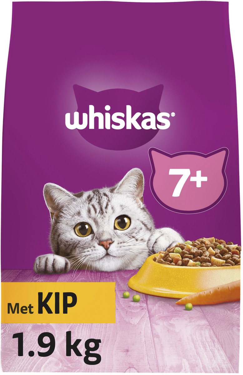 Whiskas 7+ Senior Droge Brokjes - Kattenvoer - Kip - 1,9 kg
