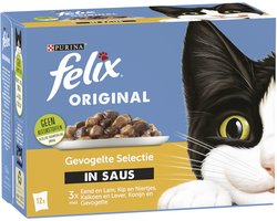 Felix Kattenvoer Nat Original Gevogelte Selectie in Saus 12 x 85 gr