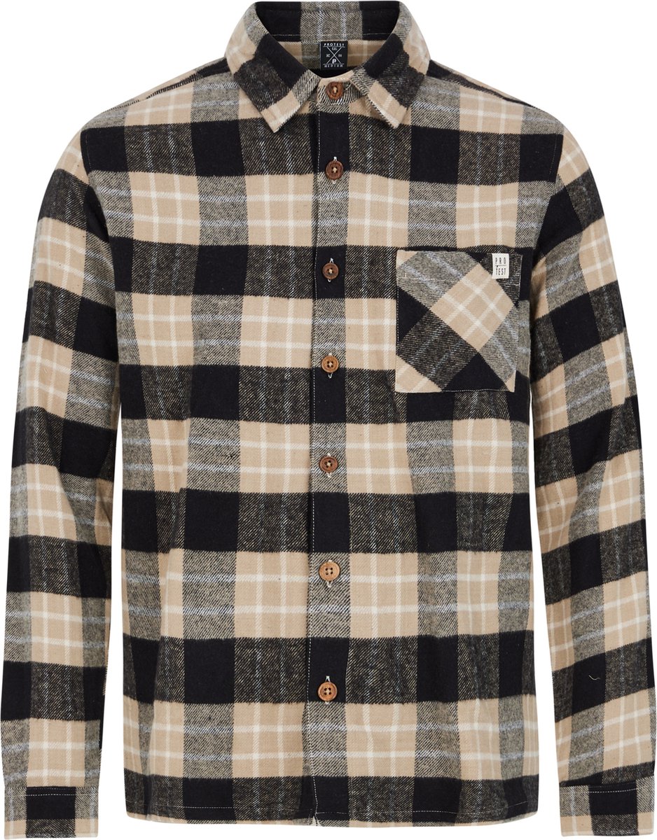 Protest Prttask – Shacket Heren – Lange mouwen – Overshirt – Knoopsluiting Beige