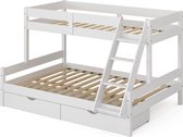 Vitalispa Lit superposé Everest, Wit, 140x200 / 90x200 cm avec tiroirs